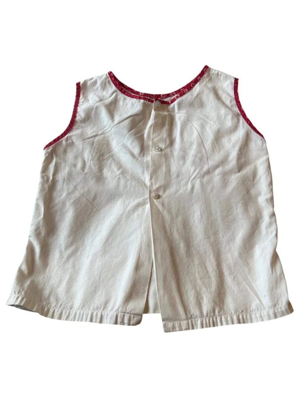Vintage 60's Childs Shirt  With Bull Embroidery Red Trim White Cotton Strange